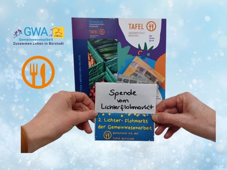 Lichterflohmarkt: Spendenübergabe an die Bürstädter Tafel