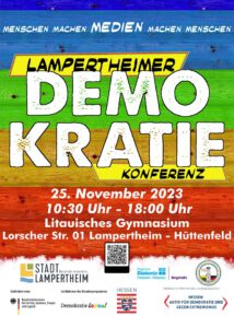 Plakat der 2. Demokratiekonferenz Lampertheim "Menschen machen Medien"