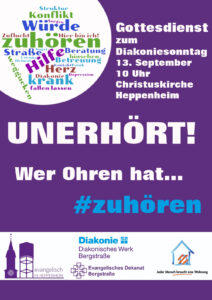 Gottesdienst zum Diakoniesonntag am 13. September 2020 in der Christuskirche Heppenheim. Plakat: Evangelisches Dekanat Bergstraße