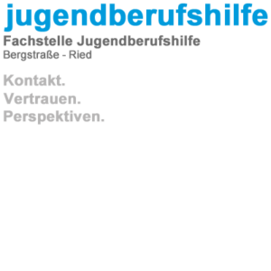 Logo der Fachstelle Jugendberufshilfe Bergstraße - Ried. Auszug aus den kostenlosen Angeboten für junge Menschen: Beratung, Hilfe bei der Erstellung von Bewerbungsunterlagen, Bewerbungstreff