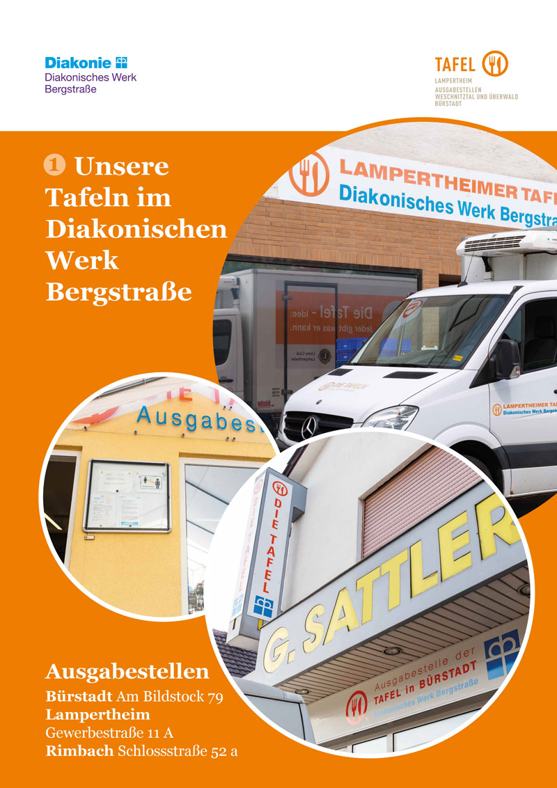 Plakat "Die Tafelausgabestellen des Diakonischen Werkes Bergstraße - Ausgabestellen"