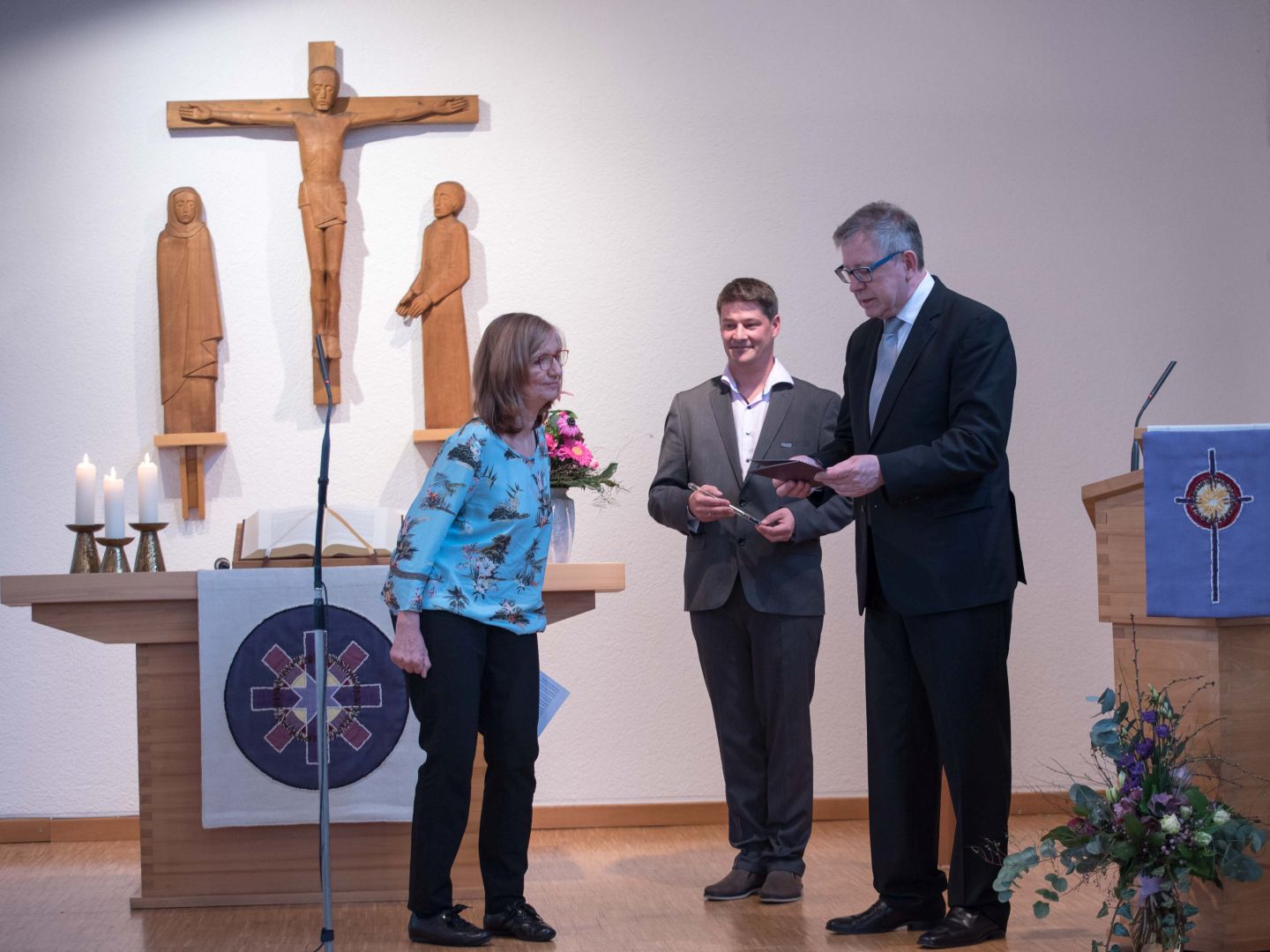 v. l.: Ursula Thiels, Tobias Lauer, Wilfried Knapp. Foto: DH